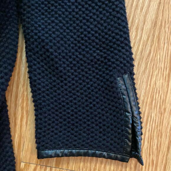 Chicos Black Knit Fringe Leather Cardigan Jacket Womens Small - Picture 6 of 16